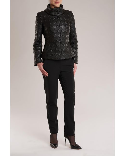 Ginta Black Square-Shaped Artificial Leather Jacket