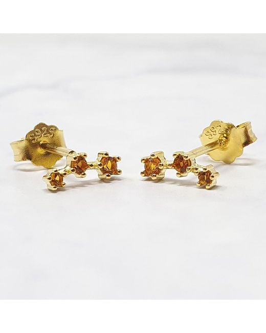 Harfi Metallic Citrine November Birthstone Earrings Gift Set For Her