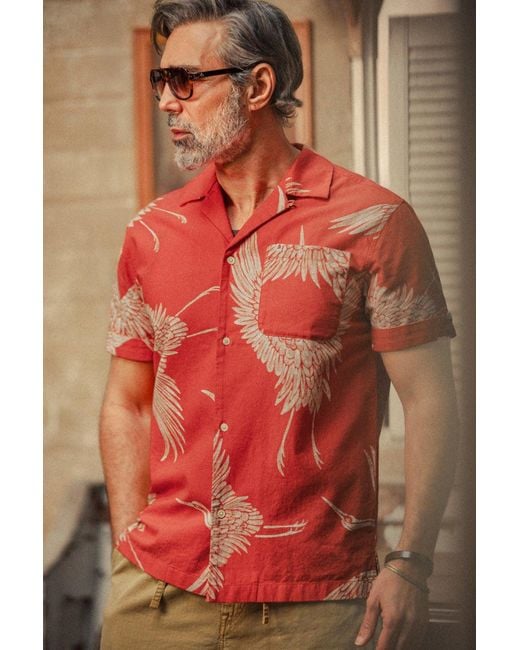 &SONS Trading Co Red Flight Print Shirt for men