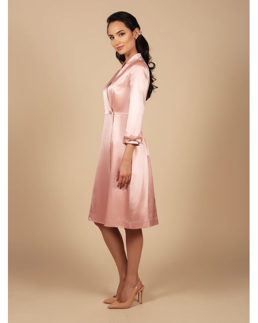 Santinni Pink Astor Silk Taffeta Dress Coat