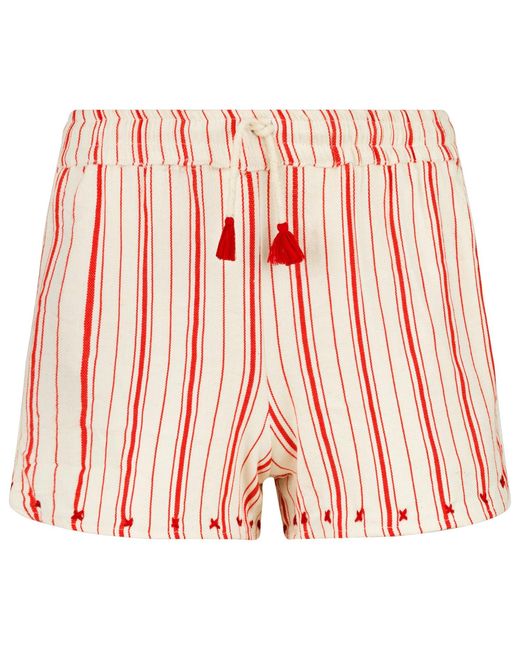 Boutique Kaotique Red Handmade Moroccan Striped Beach Shorts