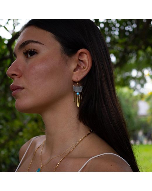 Ebru Jewelry Metallic Gypsy Spirit Two Tone Opal Dangle Earrings