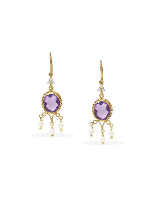 Vintouch Italy Metallic Positano-Plated Amethyst Earrings