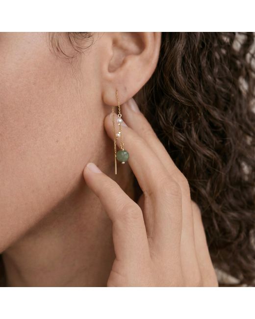 seree White Madeleine Jade & Freshwater Pearl Drop Earrings