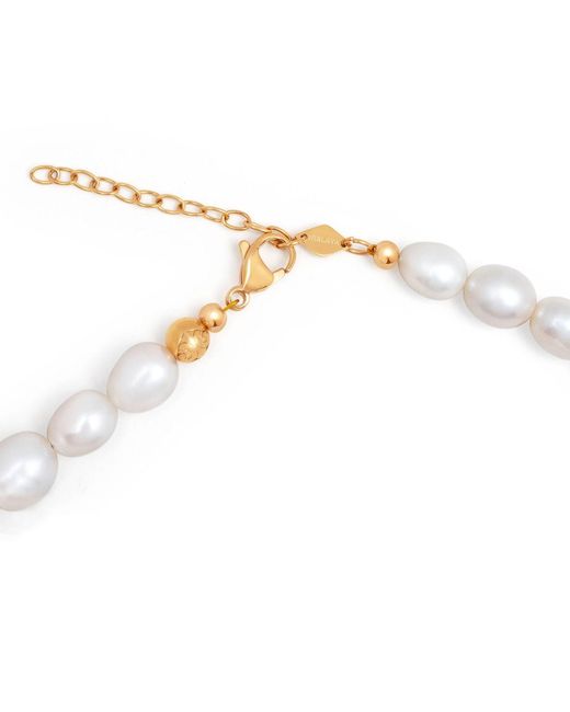 Nialaya Metallic Smiley Face Pearl Necklace With Assorted Beads for men