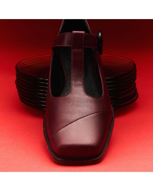 Mafalda Red Claire Wine Mary-Jane Flats