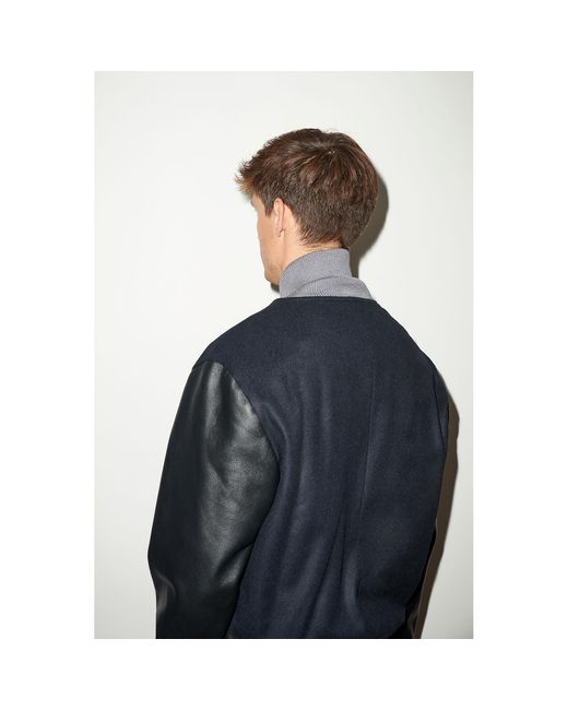 Hegarty Blue Varsity Bomber Jacket for men