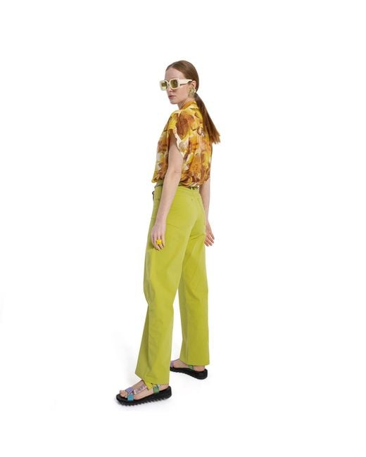 Lalipop Design Yellow Abstract Floral Viscose Short-Sleeve Shirt