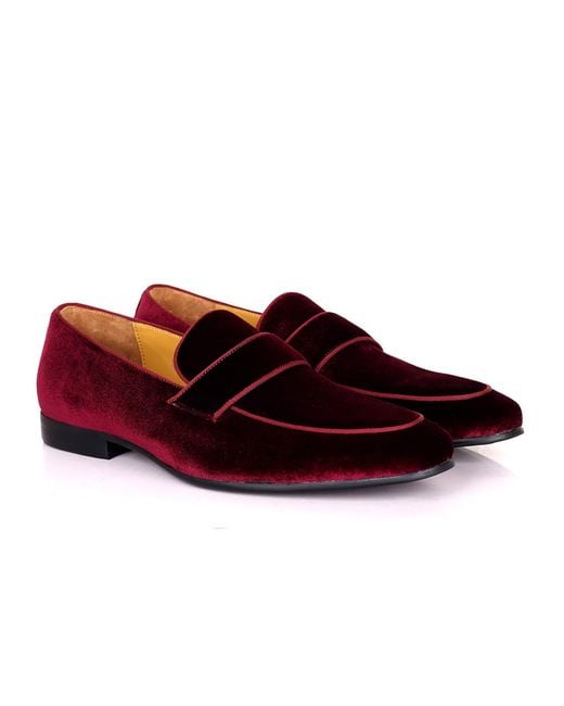 DAVID WEJ Alfred Velvet Loafers – Wine for men