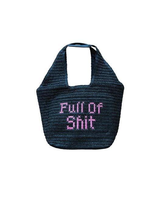Lilly Loves Blue Oversize Embroidered Full Of Shit Bag