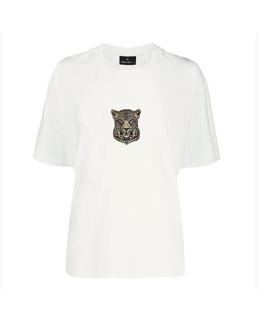 LOVEIST STORE White Tiger Embroidery Cotton Tshirt