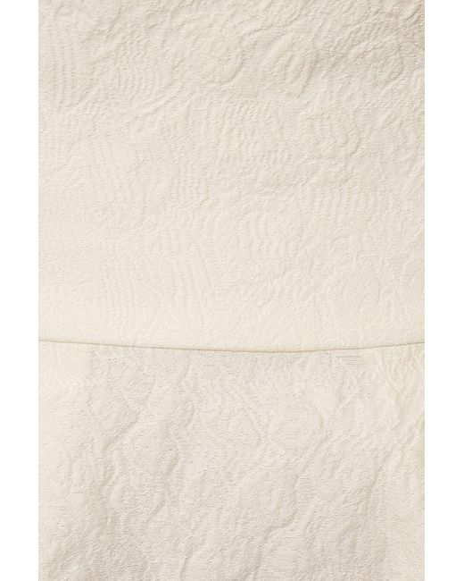 POST MERIDIEM Natural Cream Jacquard Midi Dress With Satin Turn-Up