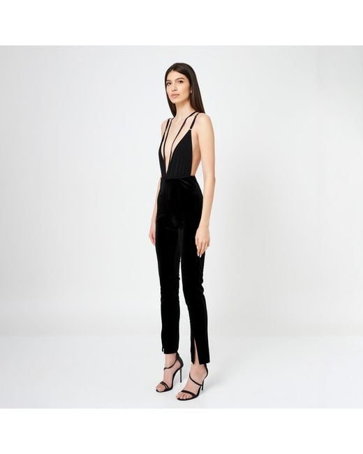 LIA ARAM Black Minimalist Double Strap Bodysuit