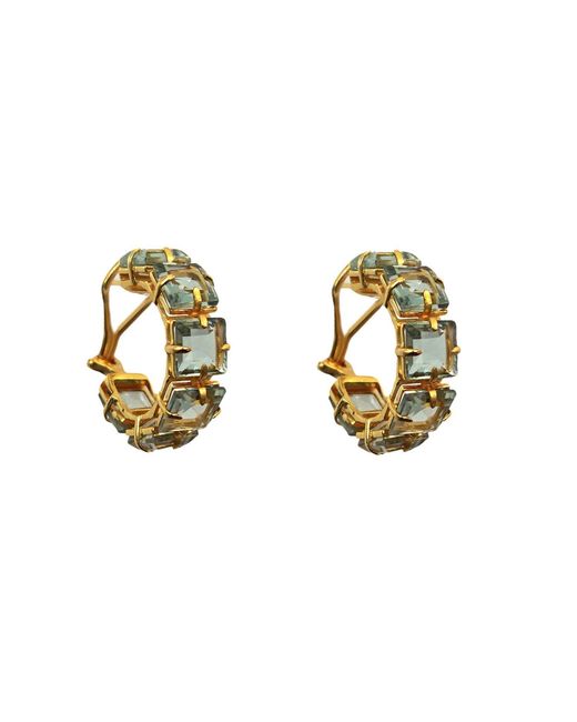 Bounkit Metallic Alanna Hoops Amethyst Clip On