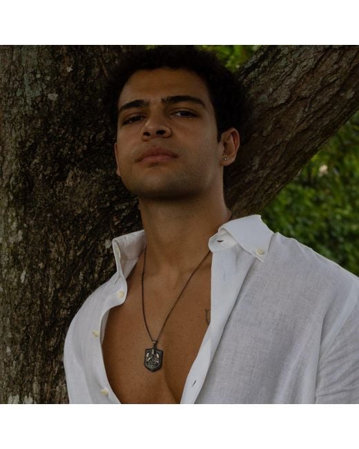 Ebru Jewelry White Shield Of Honor Sterling Necklace for men
