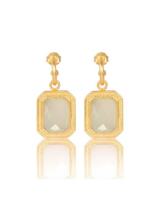 Lila Rasa Metallic Rectangular Sparkling Crystal Hoops
