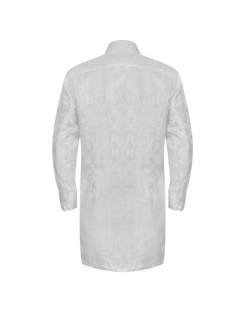 DAVID WEJ White Kensington Floral Jacquard Tunic Shirt for men