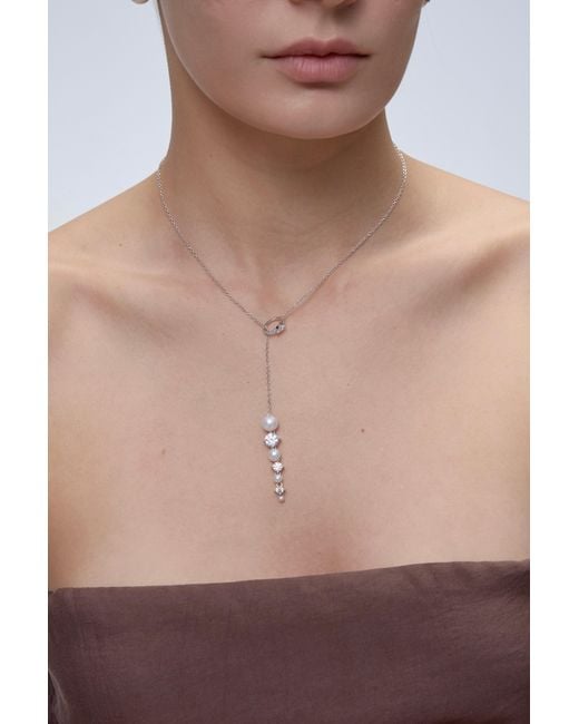 Freqnc Atelier Metallic Ouroboros Pearl Drop Necklace