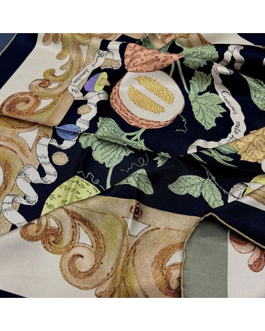 Wenzi Metallic Neutrals Fruitful Elegance Sand Hand Painted Pattern Double Sided Silk Twill Scarf