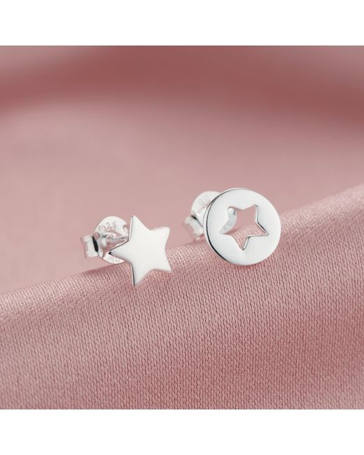 Posh Totty Designs Metallic Sterling Silver Mismatch Star Stud Earrings