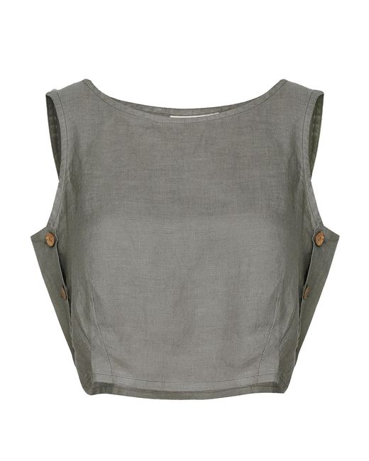 REISTOR Gray Dark Boxy Crop Hemp Top