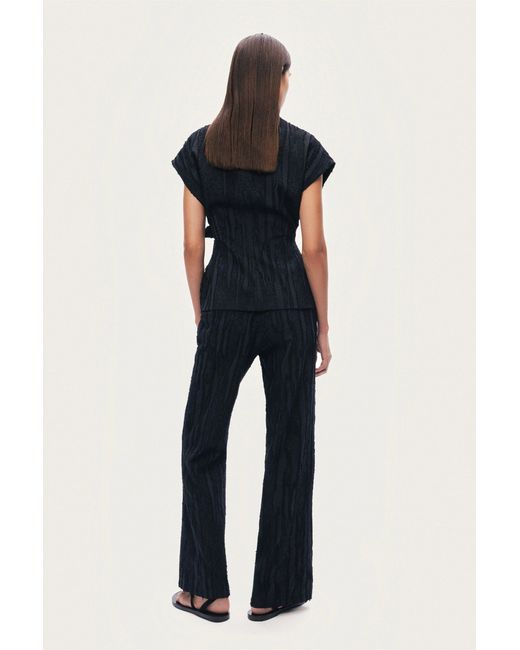 Nocturne Black Textured Belted Vest