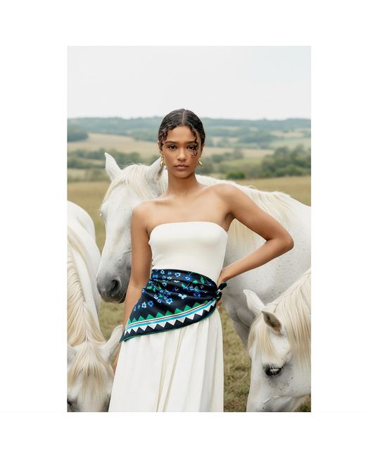Jessie Zhao New York Green Garden Nocturne Double Sided Silk Scarf