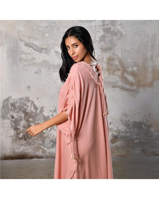 Zhenabia Pink Boho Kaftan Summer Maxi Dress