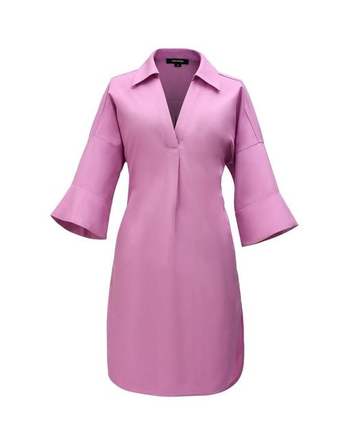 Smart and Joy Purple Cotton Minimalist Shirt Dress