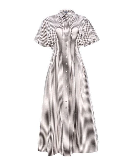 Exquise Gray Neutrals Regular Short Sleeve Poplin Pleated Shirt Jream Dress