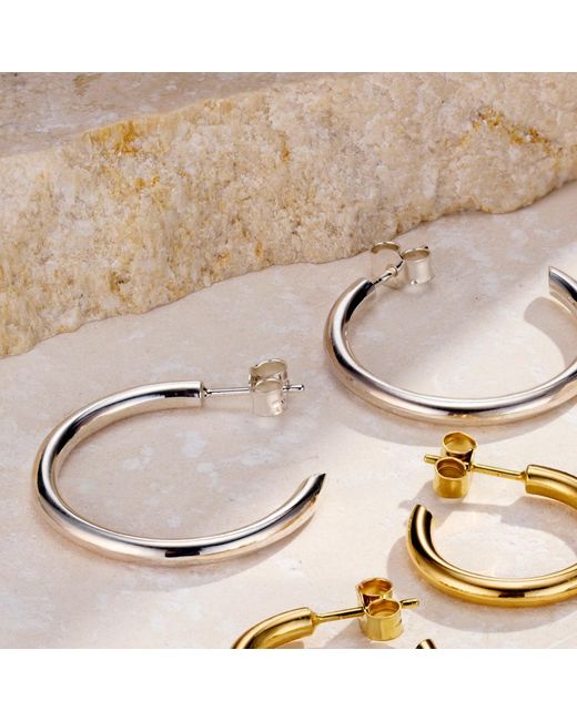 Posh Totty Designs Metallic Sterling Flow Open Hoop Earrings