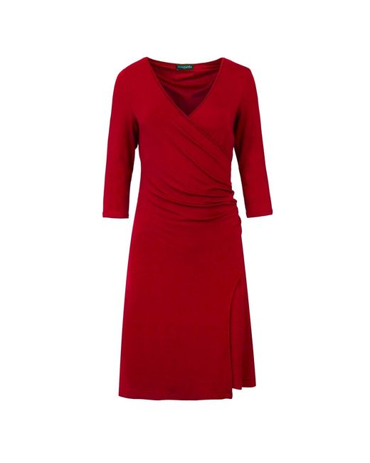 Conquista Red Faux Wrap Dress