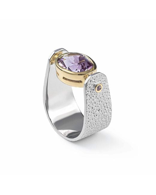 German Kabirski Metallic Shadrafa Plated Ring With Amethyst