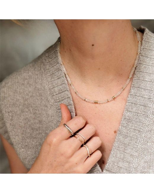 Herself Collections Metallic Moonstone Morse Code Necklace