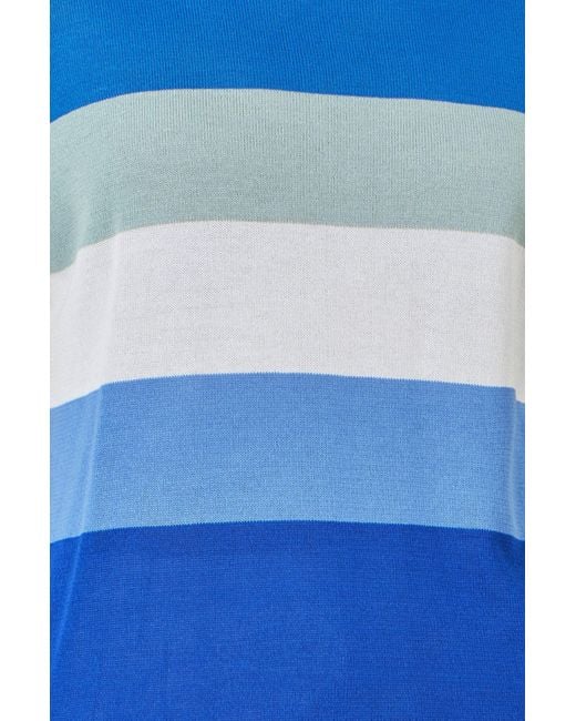 Yumi' Blue Block Stripe Relaxed Knitted Top