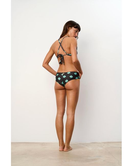 Par Y Escala Sl Black Agus Print High-Waisted Brazilian Bikini Bottom