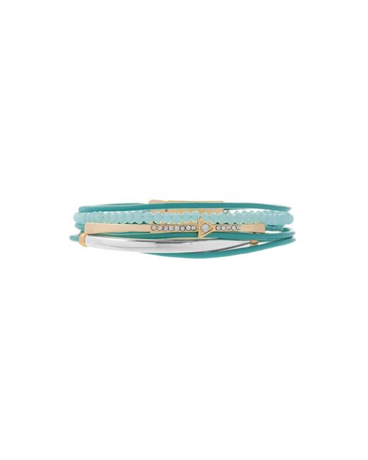 Saachi Blue Leather Golden Arrow Bracelet