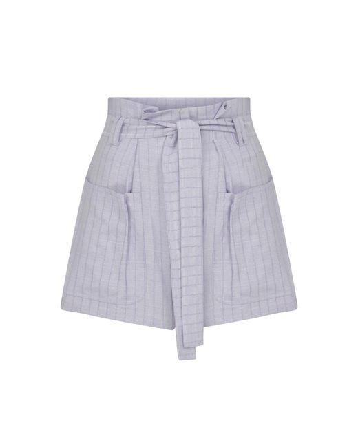 NAZLI CEREN Purple Louis High Waisted Linen Blend Shorts