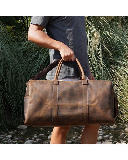 Touri Green Genuine Leather Holdall for men