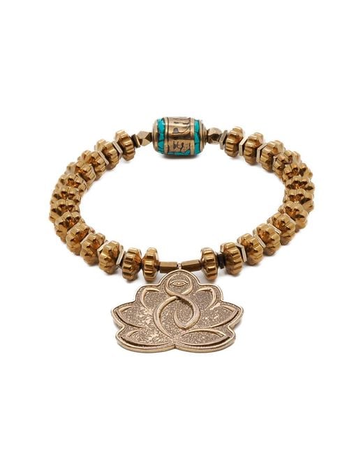 Ebru Jewelry Metallic Flower Of Life Hematite Beaded Bracelet