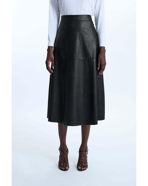 James Lakeland Black A Line Faux Leather Skirt