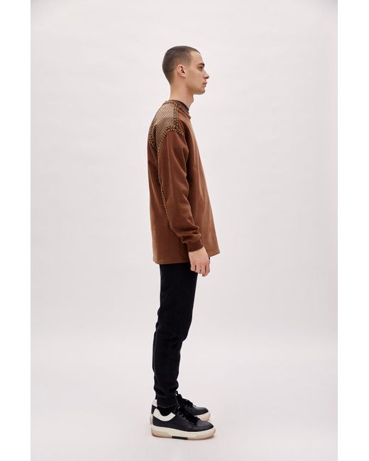 Pcfg Brown Crochet Sweat for men