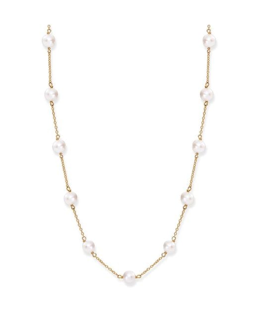 Pearls of the Orient Online Metallic Gratia Plated Chain Necklace With Cultured Freshwater Pearls