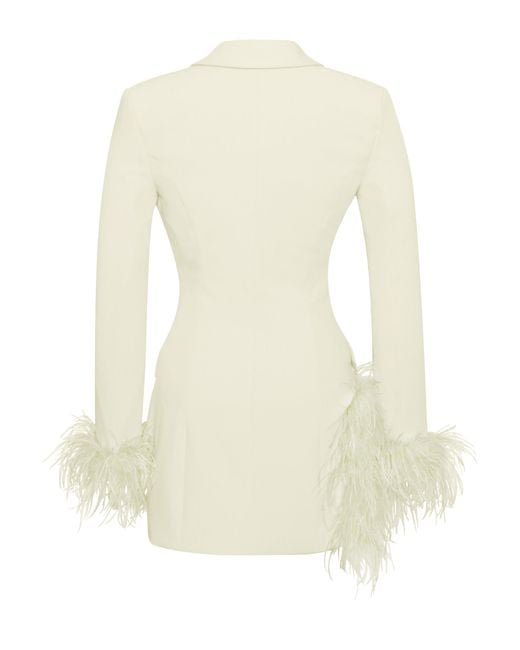 Miss Circle New York White Madeline Pearl Feather Trim Blazer Dress