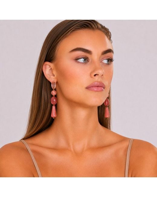 Michael Nash Jewelry Red Rachel Lightweight Shades Of Resin Drop Earrings
