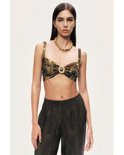 Nocturne Green Printed Ring Detail Crop Top