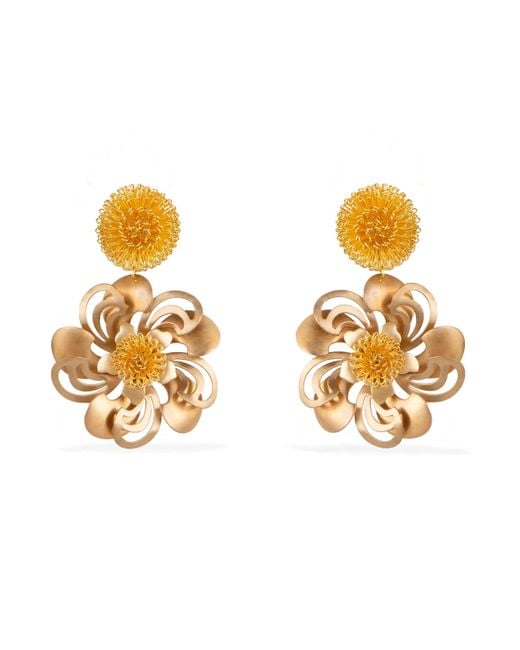 Pats Jewelry Red Deep Pompom Flower Earrings