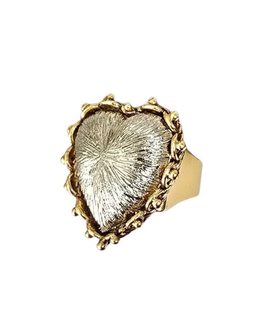 Vstyle Metallic Sacred Heart Statement Ring