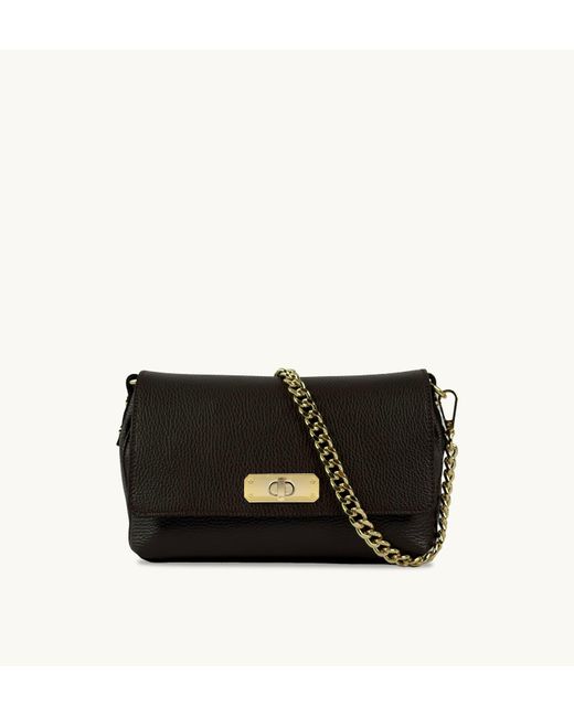 Apatchy London Black The Maisie Midi Chocolate Leather Bag