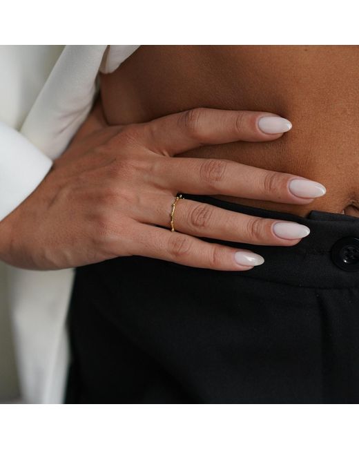 Spero London Metallic Skinny Layering Adjustable Ring Set